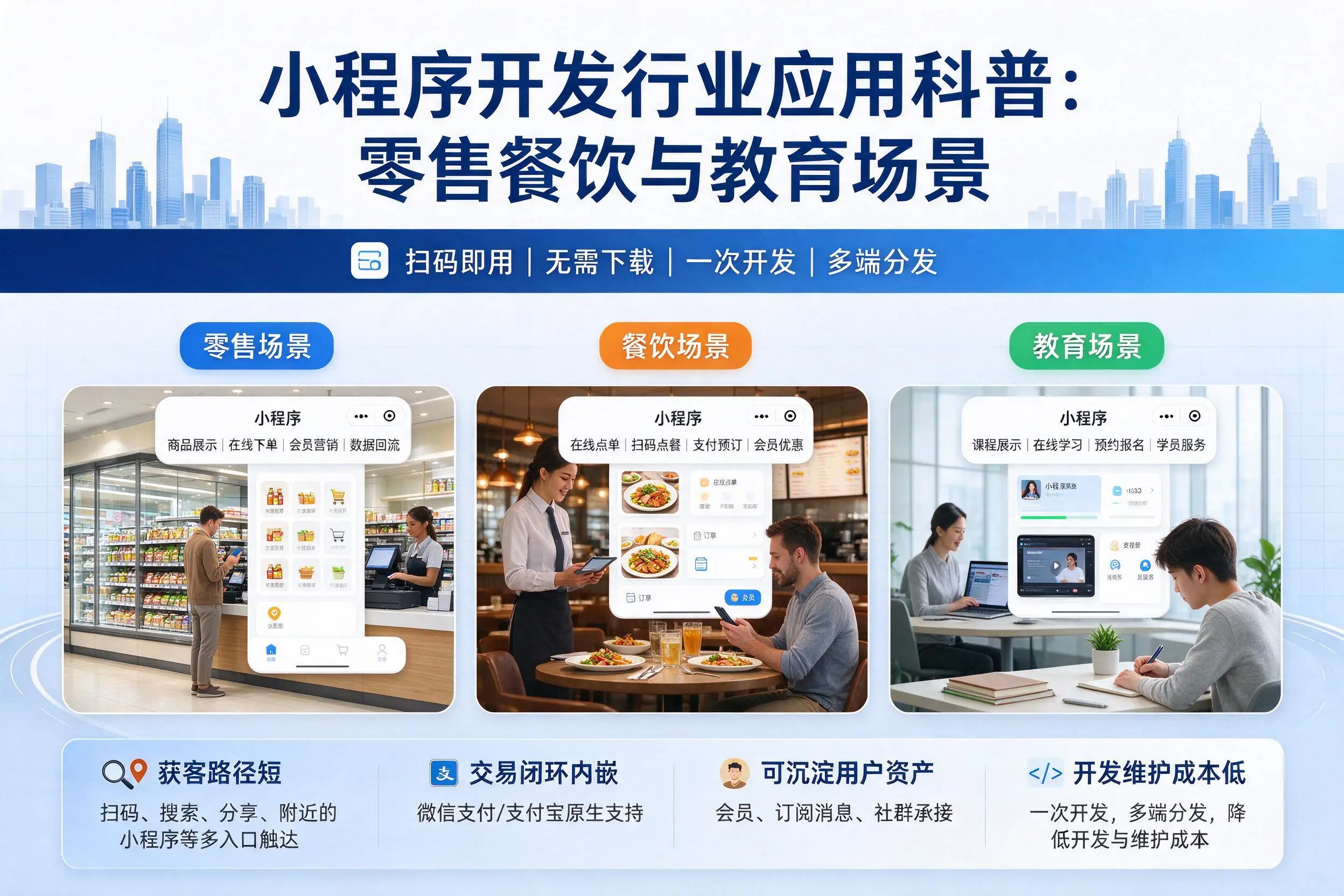 嘉峪关小程序开发行业应用科普:零售餐饮与教育场景