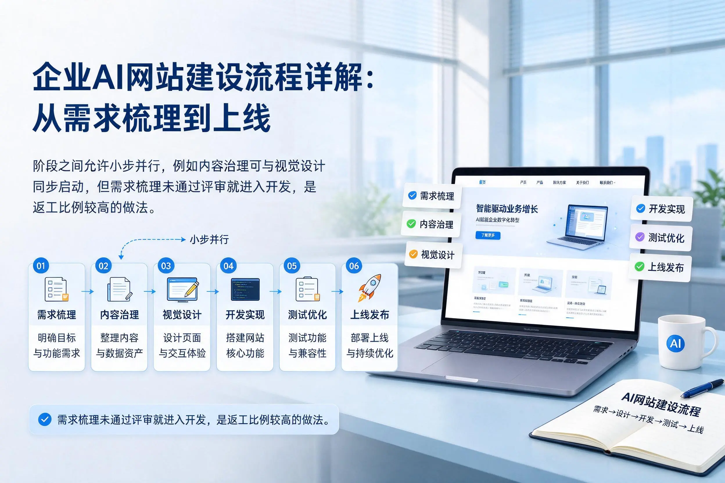 嘉峪关企业AI网站建设流程详解:从需求梳理到上线