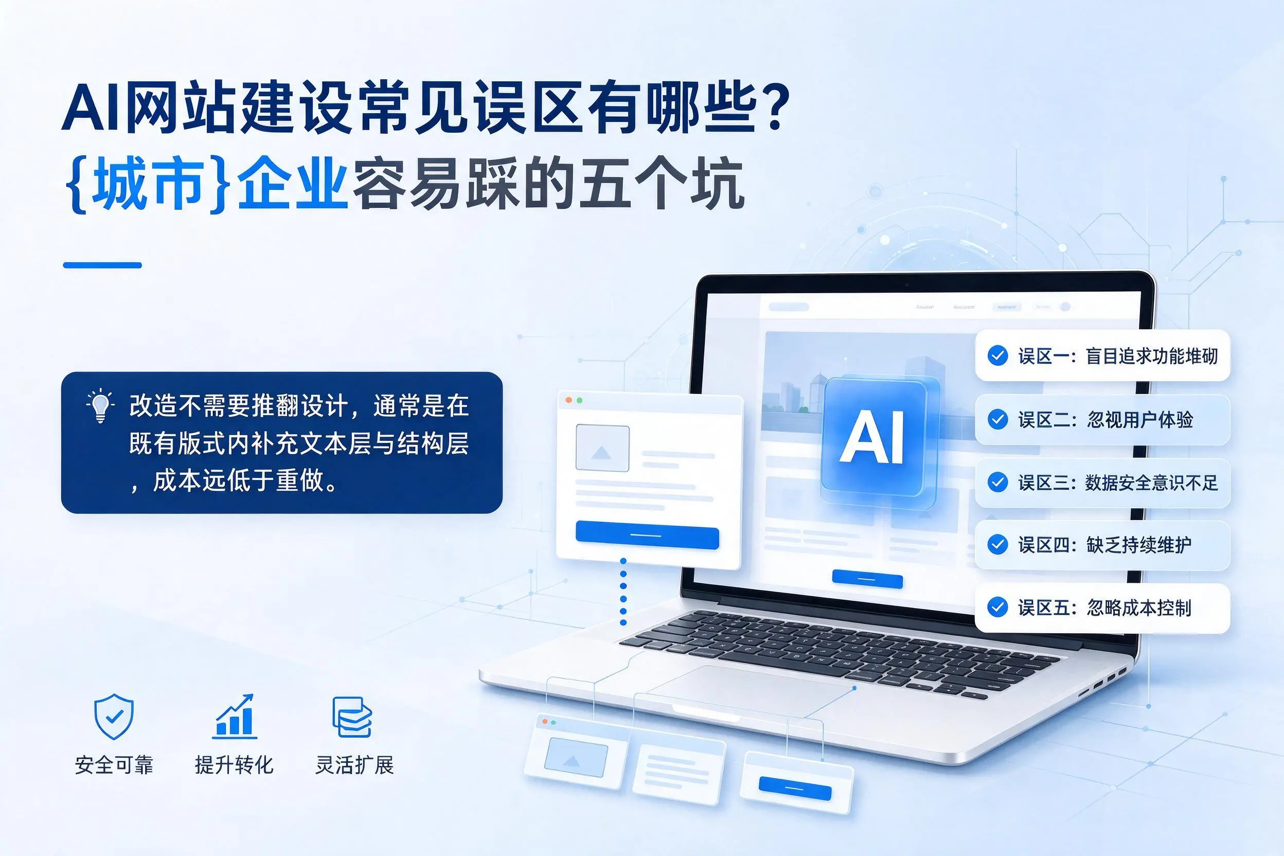AI网站建设常见误区有哪些？嘉峪关企业容易踩的五个坑