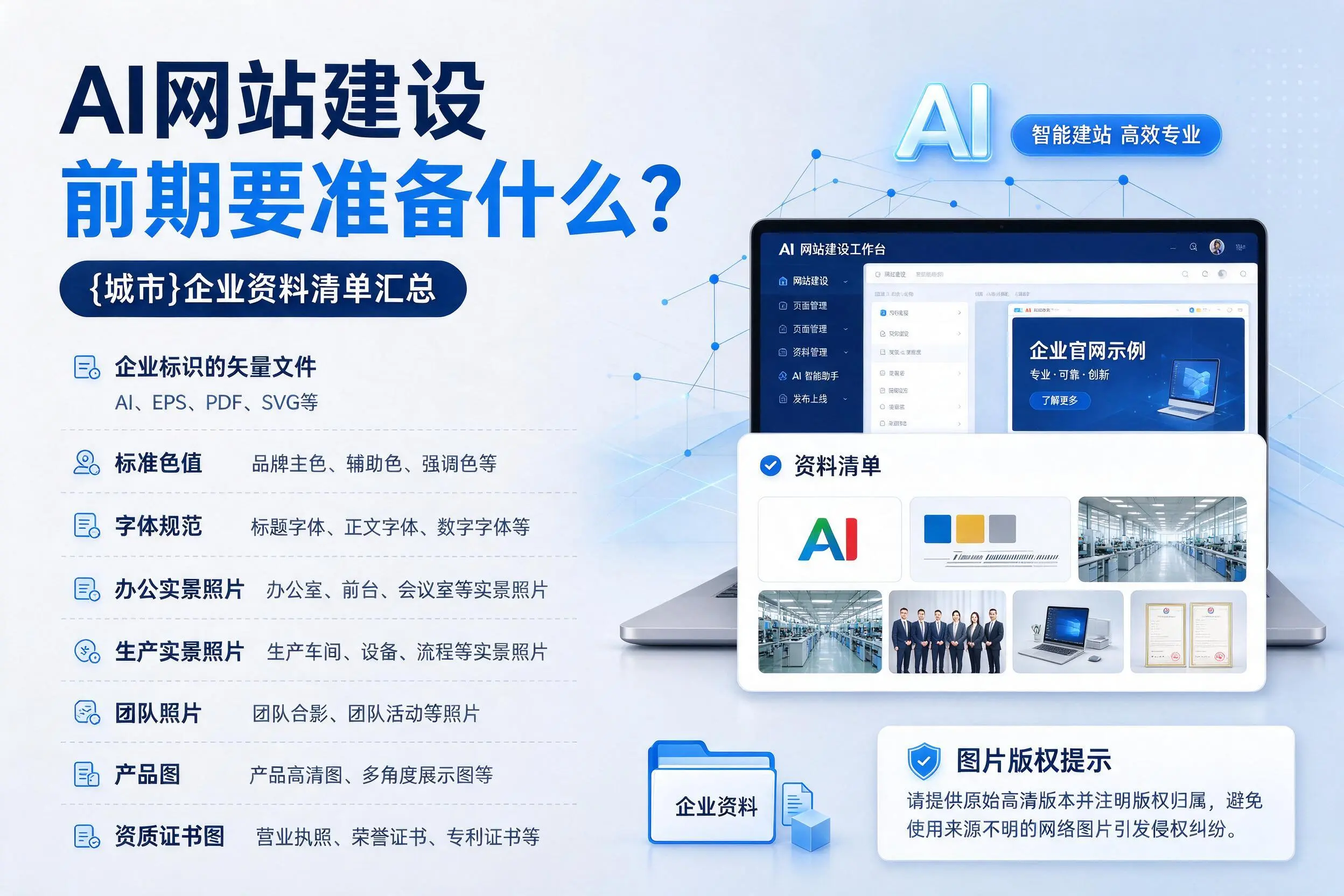 AI网站建设前期要准备什么？嘉峪关企业资料清单汇总