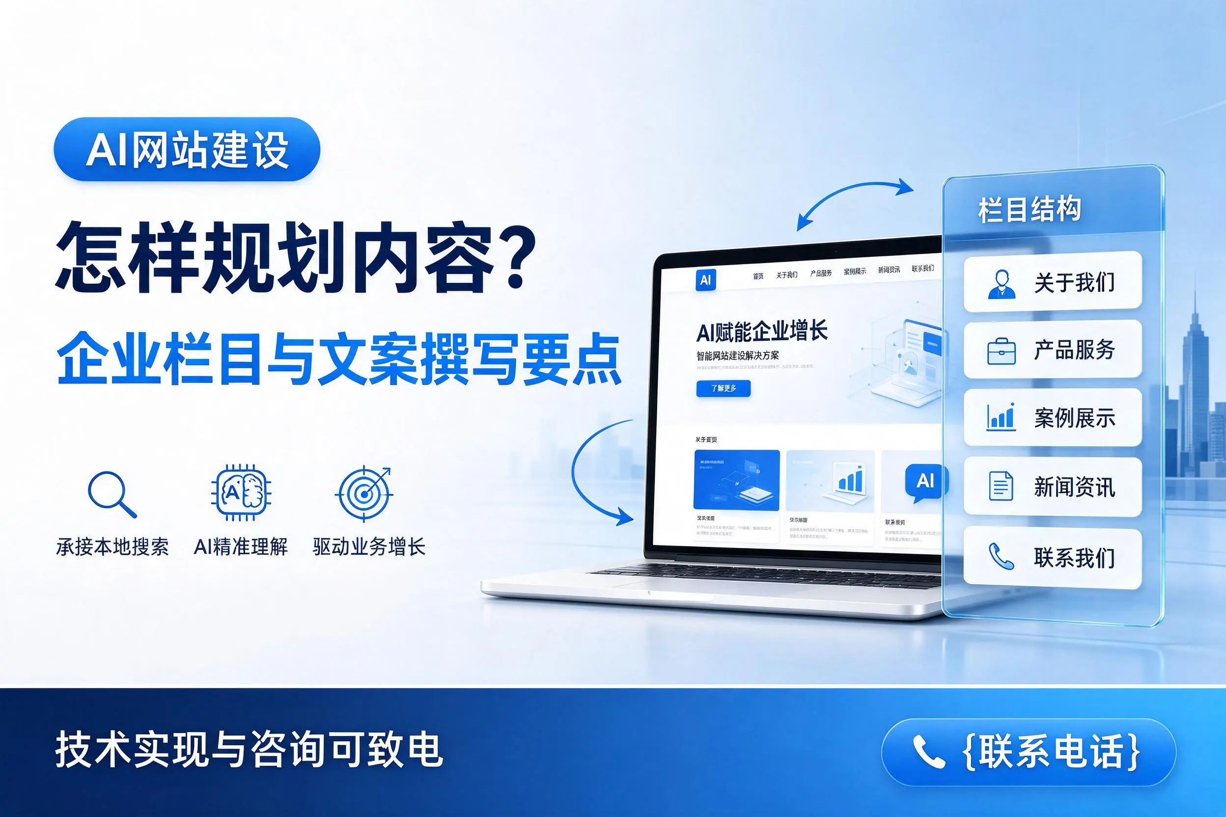 AI网站建设怎样规划内容?嘉峪关企业栏目与文案撰写要点